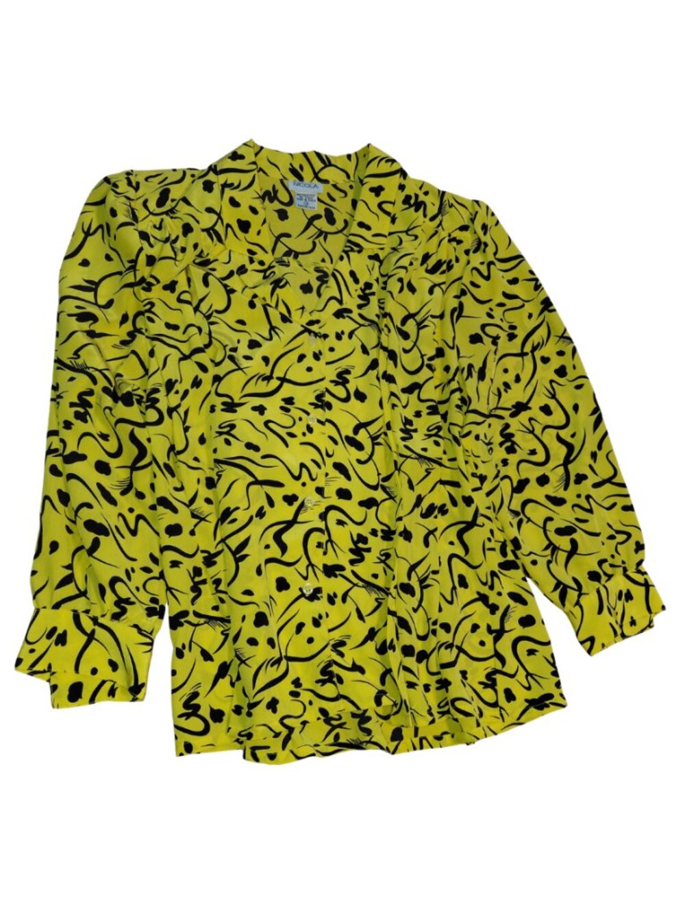Nicola Vintage Abstract Blouse Made in Korea w/ Shoulder Pads Women's Size 10 - Picture 2 of 12